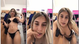 Blonde nymphet shows off her body and hot ass
