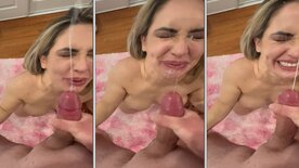 Iara Ferreira blowjob with jets of cum in her face