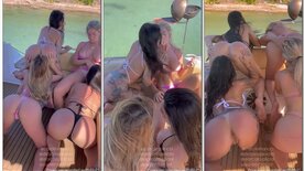 Carol Francci with her three friends on a speedboat sucking each other off