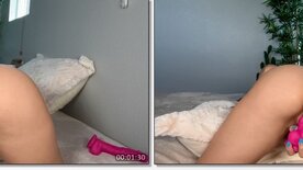 Skinny white girl horny in her bedroom