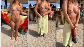 Bitch In Bubba naked on a public beach
