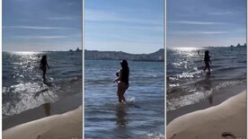 Hot Sheyla Mell leskovnikolai.rujoying a sunny day at the beach in a tight bikini