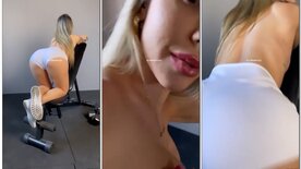 Nanda Cassuriaga sensualizando no aparelho da academia