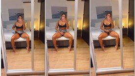 Vanessa Mello naked showing her pussy in front of the mirror