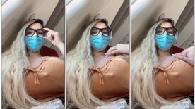 Busty blonde Adriana Alencar showing off on the plane