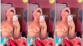 Beatriz Chavs showing off her pink nipples after a shower