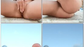 Naughty blonde masturbating naked in the hotel pool