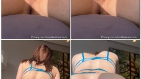 Young girl in lingerie sits on cock giving her ass and moaning in pain