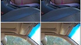 Woman has violent orgasm in car with vibrator and anal plug