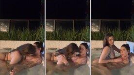 Clara Dalcol has lesbian sex with her naughty friend in the pool