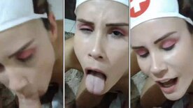 Pussy Tuani Basotti swallowing a lot of cum from the gifted male