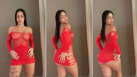 Delicious Bruna Iork in a tight dress without panties
