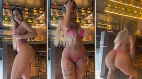 Young Bruna Iork dancing with a micro bikini up her ass