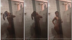 Aline Amorim naked in a delicious shower