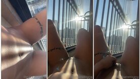 Ana Barreto masturbating her wet pussy on the balcony
