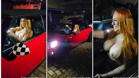 Jessica Patez mostrando os peitos dentro do carro