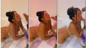 Emily Souza performing oral sex in the bathtub and looking like a slut,