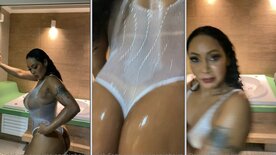 Crown Rosiane Pinheiro wet and hot in transparent lingerie
