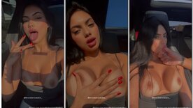 Brenda Trindade showing her breasts to the male in the car