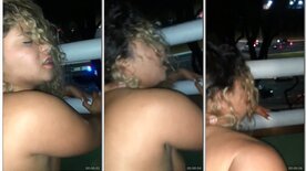 Haira Bernard releases her pussy on the balcony of her building