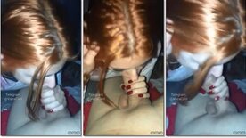 Hot redhead from São Paulo leaks on the net sucking cock