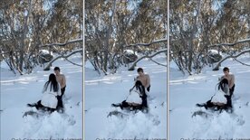 Esganada Mikaela Testa pagando boquete no meio da neve