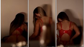 Amanda Alcunha provocando seus seguidores de lingerie vermelha