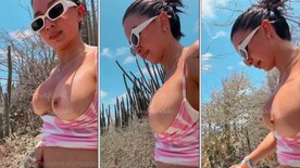 Colombiana Karol Rosado exibida mostrando peitinhos fora da blusinha na trilha
