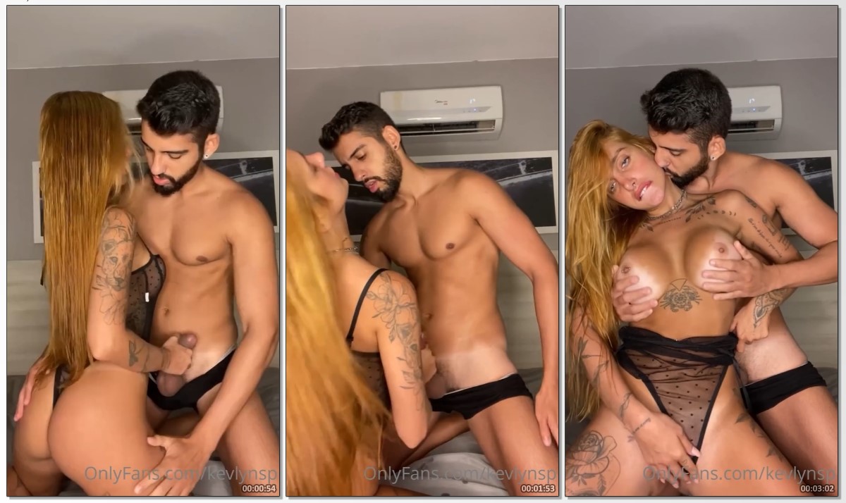 Kevlyn Santos ruivinha safada cheia de tesão usando uma lingerie provocante  tocando uma punheta pro seu macho dotado