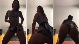 Perfeita Etiane Felix dançando com shortinho enterrado no rabão