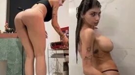 Mia Khalifa naked all naughty in the bathroom masturbating horny