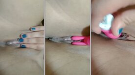 Fogosa Mirian Gabriela se masturbando com vibrador e dedinhos na xexeca