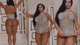 Cavalona Suelen Bissolati com vestidinho transparente sem calcinha com xota de fora