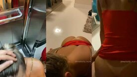 Maikelly Muhl mamando e sentando na pica com vestido vermelho