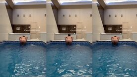 Angel Sant nua empinando o rabo na piscina