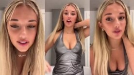 Loirinha linda Breckie Hill provando várias roupas enquanto estufa os peitinhos lindos