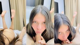 Pornô oral Carol Mendoza chupando piroca do macho com boquinha cheia