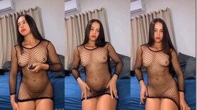 Line Bigo de lingerie transparente mostrando os peitinhos lindos e a buceta gostosa