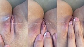 Gatinha Porpetane passando creme na bucetinha rosada no privacy