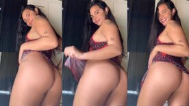 Daring Thamyres Campos lifts her top showing off her pussy and hot ass in privacy