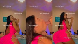 Carol Portudo pagando boquete no pau de borracha
