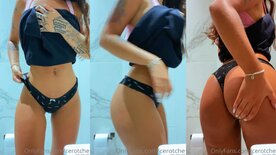 Delicia Leticia Cerote exibindo bronze com seios com piercing de fora