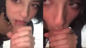 Gotica com piercing no nariz AboutSoffy pagando um boquete bem guloso pro seu macho dotado