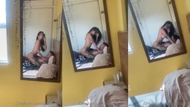 Gabi Saleh riding the male's cock in front of the mirror