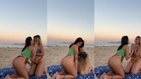 Manu Ribeiro e amiga loirinha se beijando e se chupando bem gostoso