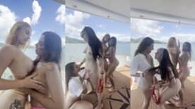 Kinechan e amiguinhas gostosas se chupando peladinhas na lancha do coroa rico