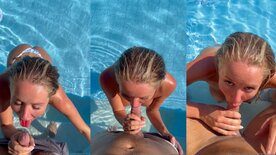 Bonnie Brown chupando macho na piscina até o orgasmo
