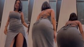 Eduarda Lima rabuda rebolando a bunda gostosa em um vestidinho coladinho
