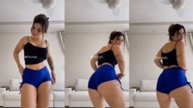Novinha Linda Ray Lacerda rebolando a bunda gostosa usando um shortinho apertado