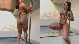 Melissa Pitanga sensualizando pro comedor no pole dance do motel